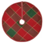 VHC Brands 21 in. Tristan Cherry Red and Shamrock Green Plaid Christmas Tree Skirt thumbnail 1