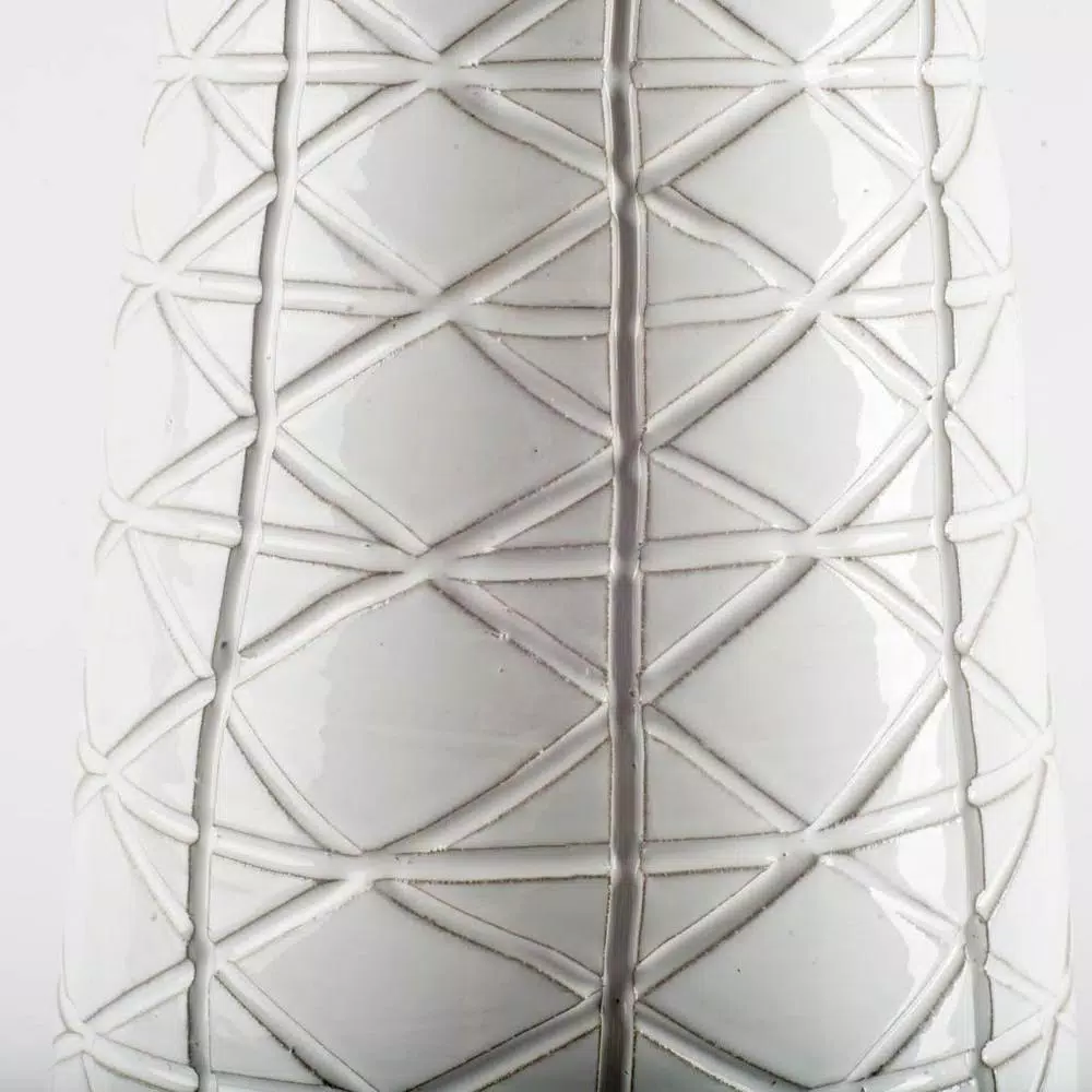 Mercana Harrier II Large White Geometric Ceramic Table Vase