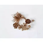 WORTH IMPORTS 1.25" Glitter Champagne Christmas Candle Rings with Pinecone and Tree Accents (Set of 12) thumbnail 1
