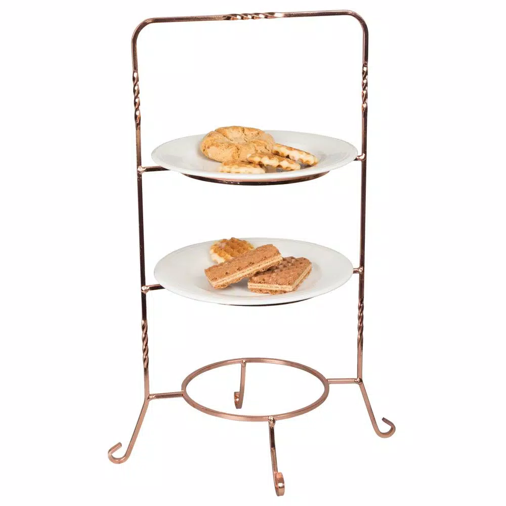 Creative Home 3-Tier Copper Plated Cake Stand & Dessert Display Rack, Handcrafted Iron Tiered Serving Tray