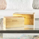 CosmoLiving by Cosmopolitan Metallic Gold Decorative Wooden Boxes, Set of 2, Rectangular Gold Leaf Finish thumbnail 4