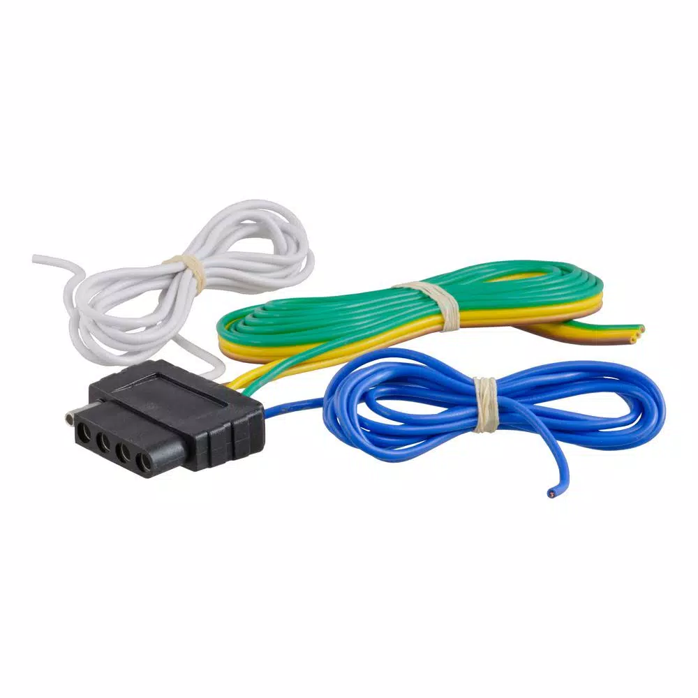 CURT 5-Way Flat Female Connector Socket with 60" Color-Coded Wires