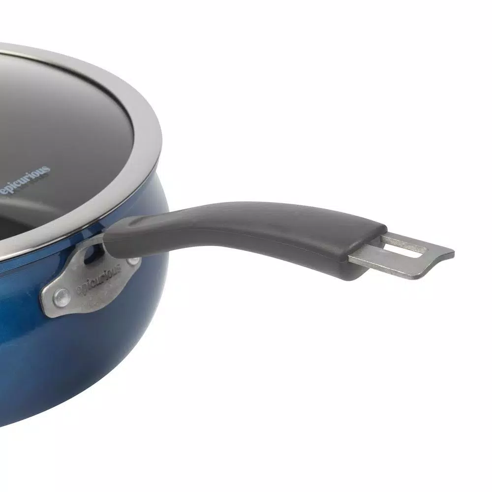 Epicurious 6 qt. Hard-Anodized Aluminum Nonstick Stock Pot with Glass Lid, Blue