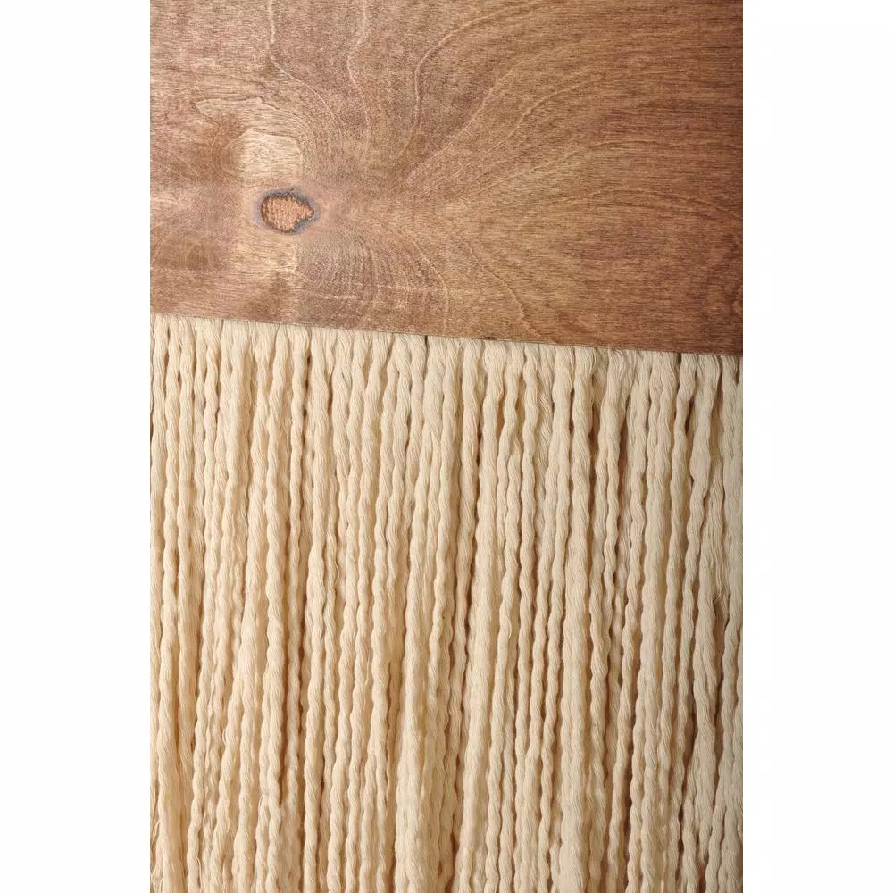 BrandtWorks 18 in. Wooden Round Fiber Art Wall Hanging - Bohemian Chic Handmade Cotton & Birch Wood Decor