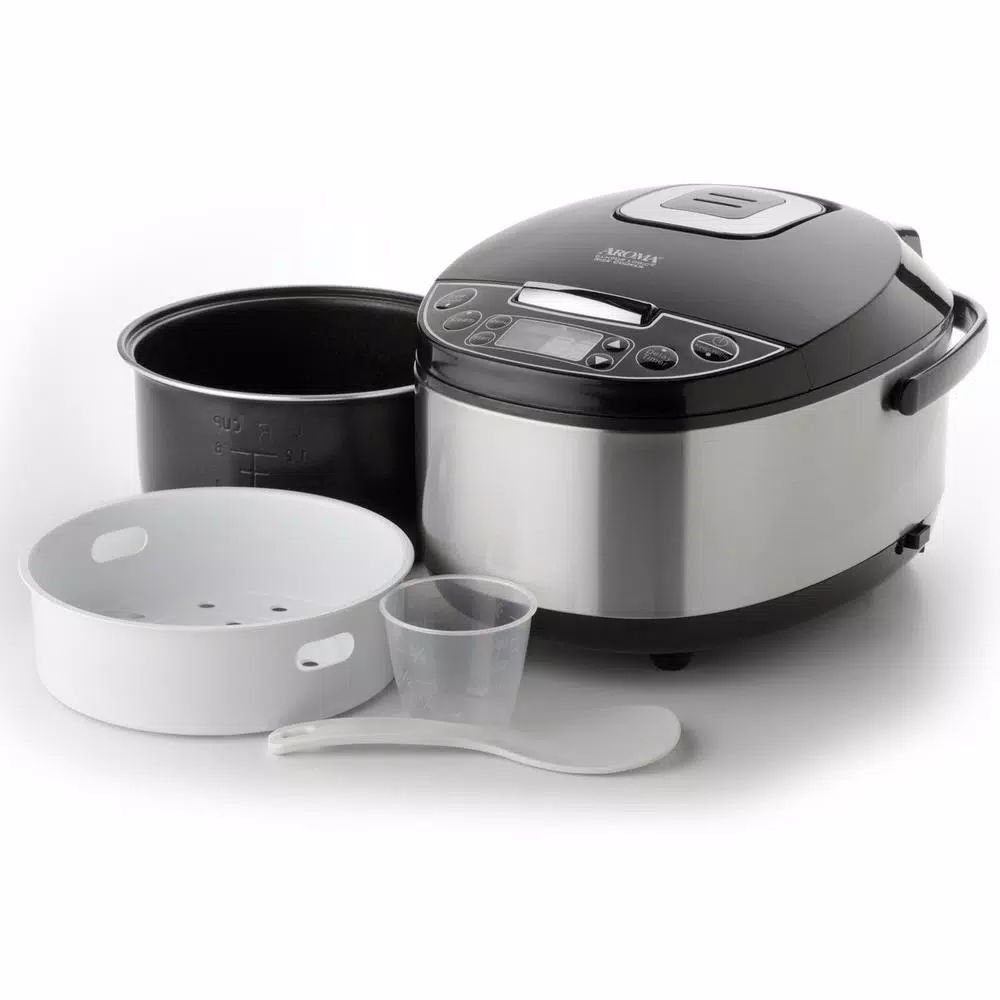 AROMA 12-Cup Sensor Logic Rice Cooker and Food Steamer, Brushed Stainless Steel