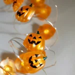 LUMABASE Jack O' Lantern LED Mini String Lights with Timer, Waterproof Battery Operated Pumpkin Lights, Set of 2 thumbnail 2