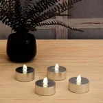 LUMABASE Silver Extra Large LED Tea Light Candles with Remote Control and Dual Timers, 4-Count thumbnail 4