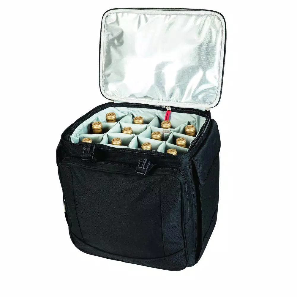 Picnic Time Bodega Insulated 12-Bottle Wine Tote and 40-Can Rolling Cooler with Telescopic Handle
