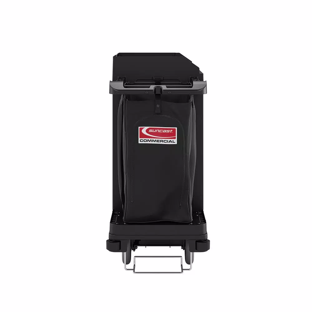 Suncast Commercial Standard Housekeeping Cart with Laundry Bag and Tool Storage, Black