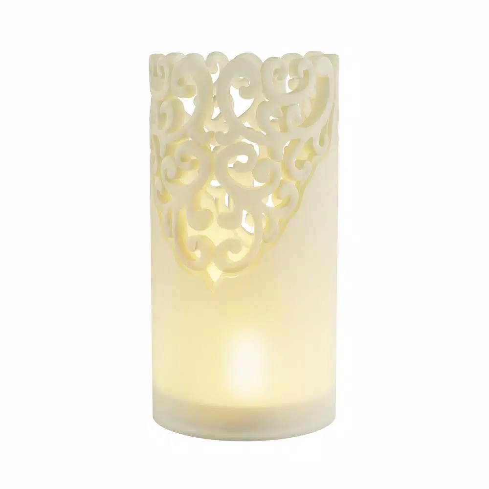 Lavish Home Lace Design Flameless Candle Set with Remote Control, Vanilla Scented Real Wax, Set of 3