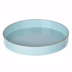 Benzara Mimosa Decor Blue Round Serving Tray with Cutout Handles, 10-Inch thumbnail 1