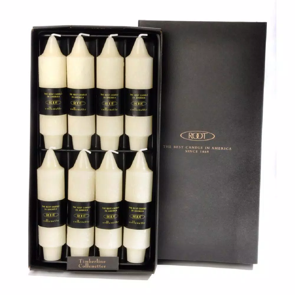 ROOT CANDLES A.I. Root 5 in. Timberline Collenette Ivory Taper Dinner Candles, Box of 8