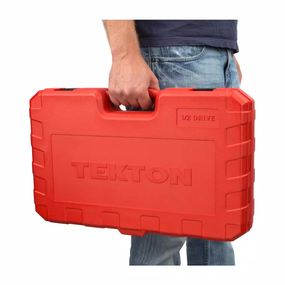 TEKTON 58-Piece 1/2 in. Drive Socket Set, 3/8-1 in. and 10-24 mm SAE/Metric