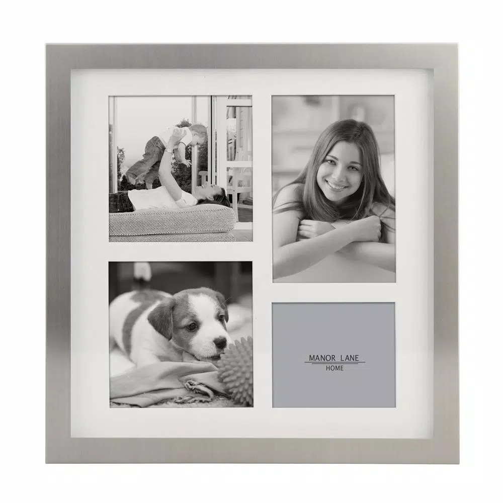 Stonebriar Collection Silver Metal Shadow Box Picture Frame Set, 5-Piece Gallery Wall Decor with White Mats