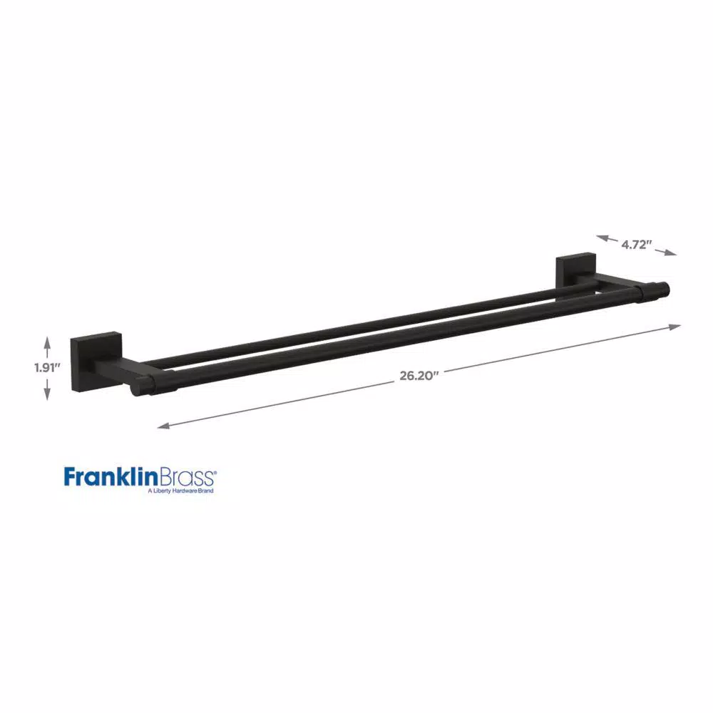 Franklin Brass Maxted 24 in. Double Towel Bar, Matte Black Modern Wall Mounted Bathroom Hardware