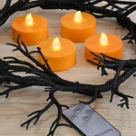 LUMABASE Orange Extra Large LED Tea Light Candles with Remote Control and Dual Timers, 4-Count thumbnail 3