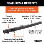 CURT Receiver Tube Adapter, 2-1/2" to 2" Shank, 34" Length, 4,500 lbs. GTW thumbnail 6