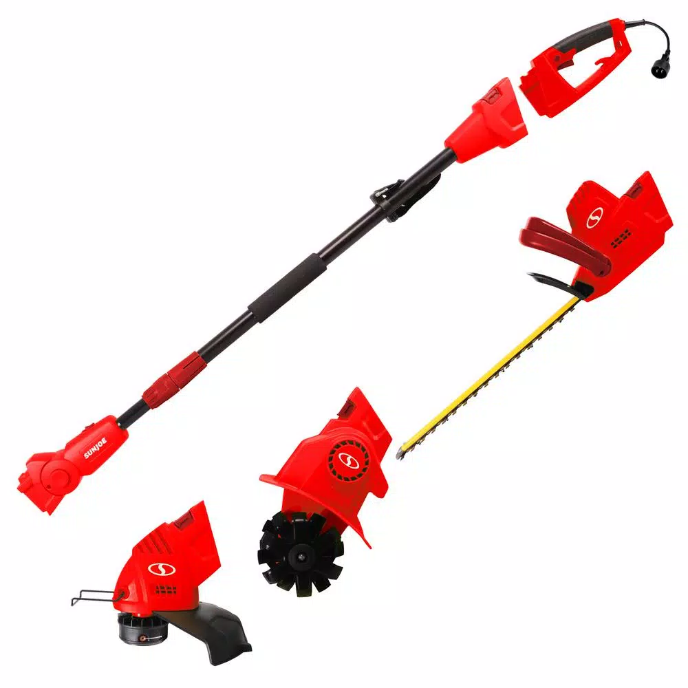 Sun Joe 4.5 Amp Electric Multi-Tool Lawn Care System with String Trimmer, Hedge Trimmer, and Tiller