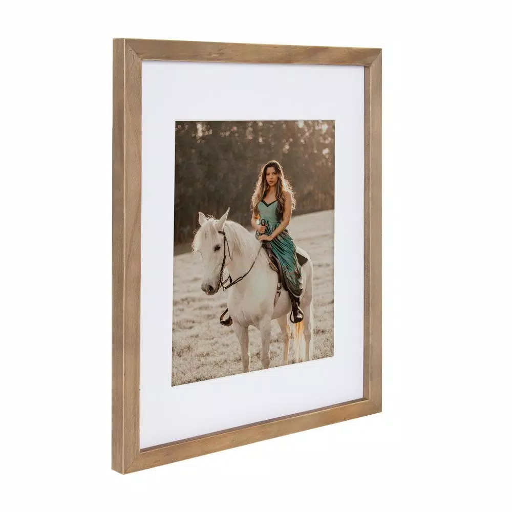 DesignOvation Gallery Rustic Brown Wood Picture Frame Set, 11x14 in. Matted to 8x10 in. (Set of 4)