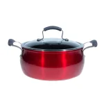 Epicurious 5 Qt. Hard-Anodized Aluminum Nonstick Chili Pot with Glass Lid, Red thumbnail 1