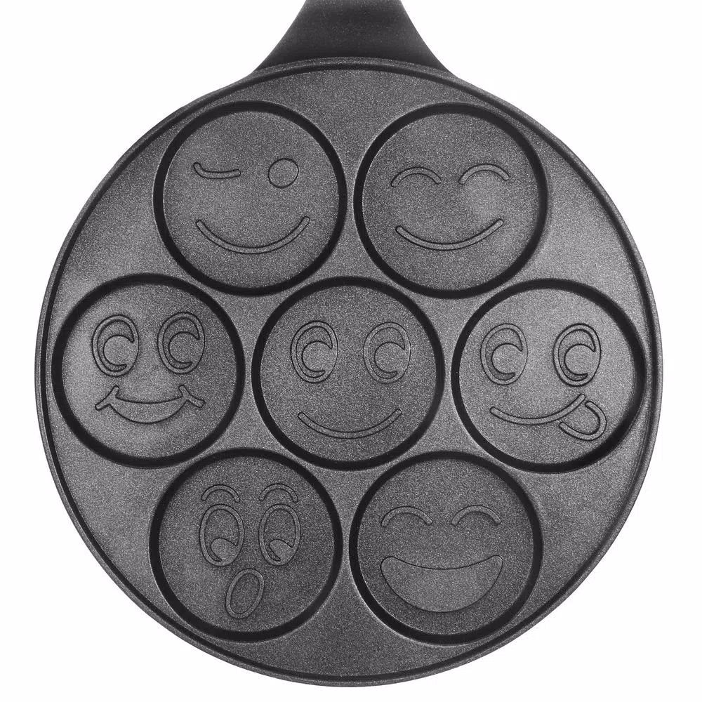 MegaChef Smiley Face Mini Pancake Maker - 7 Emoji Mold Aluminum Pan