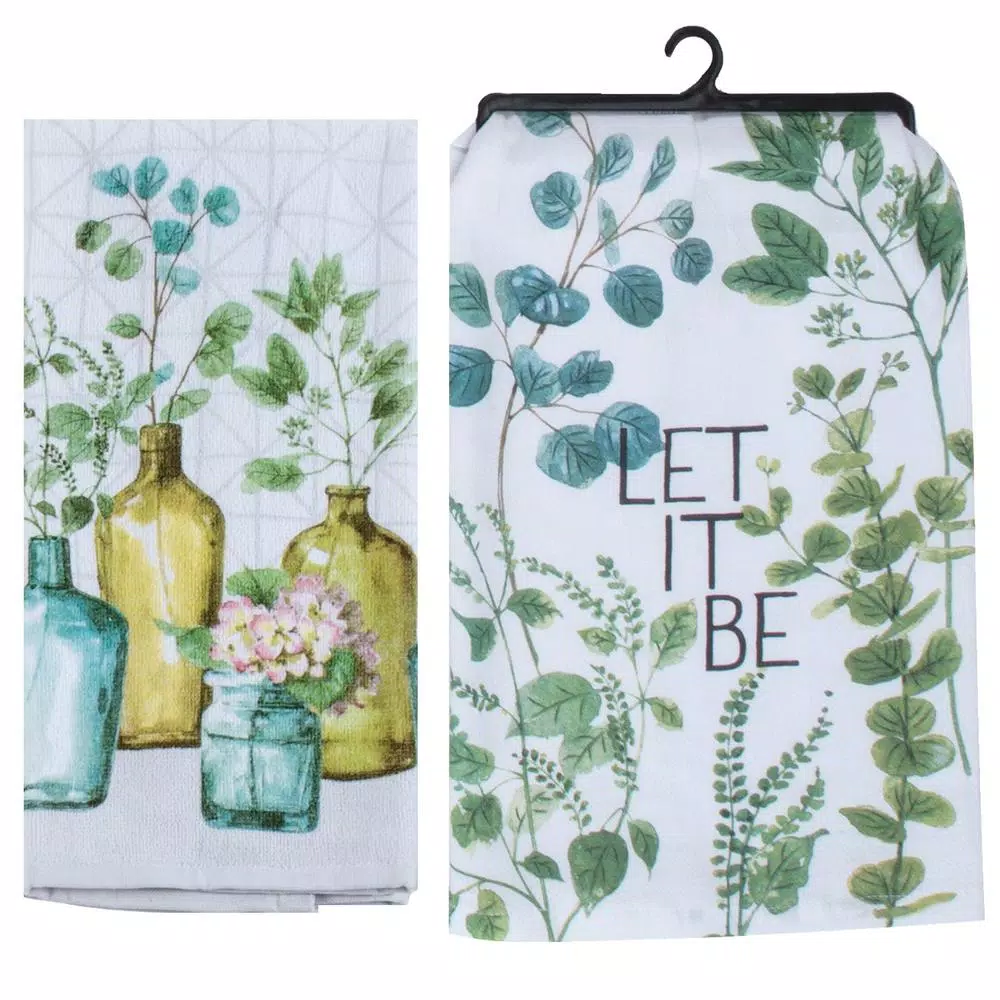 Kay Dee Lisa Audit Greenery Watercolor Cotton Kitchen Textile Set, 4-Piece