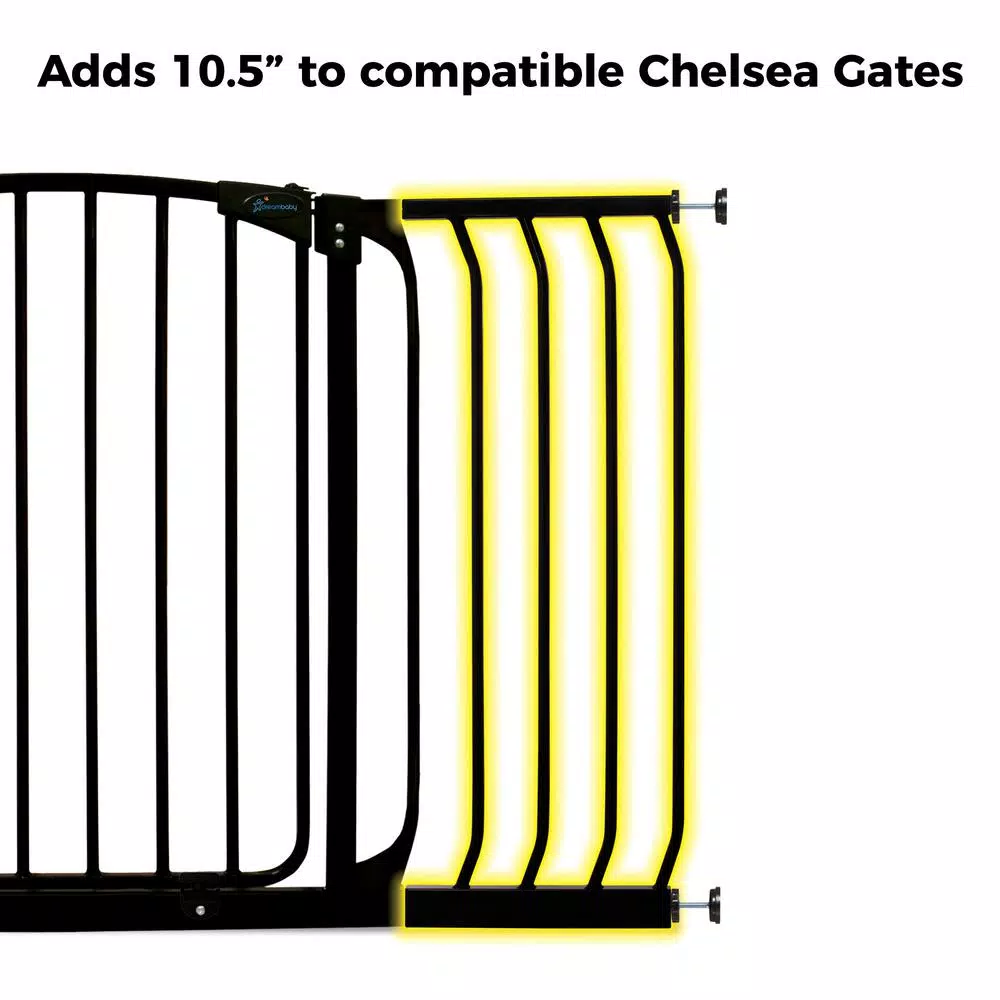 Dreambaby 10.5 in. Gate Extension for Chelsea Standard Height Child Safety Gates, Black