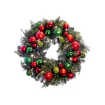 Village Lighting Company 30 in. Pre-Lit LED Christmas Cheer Wreath with 50 Warm White Lights and Remote Control thumbnail 1