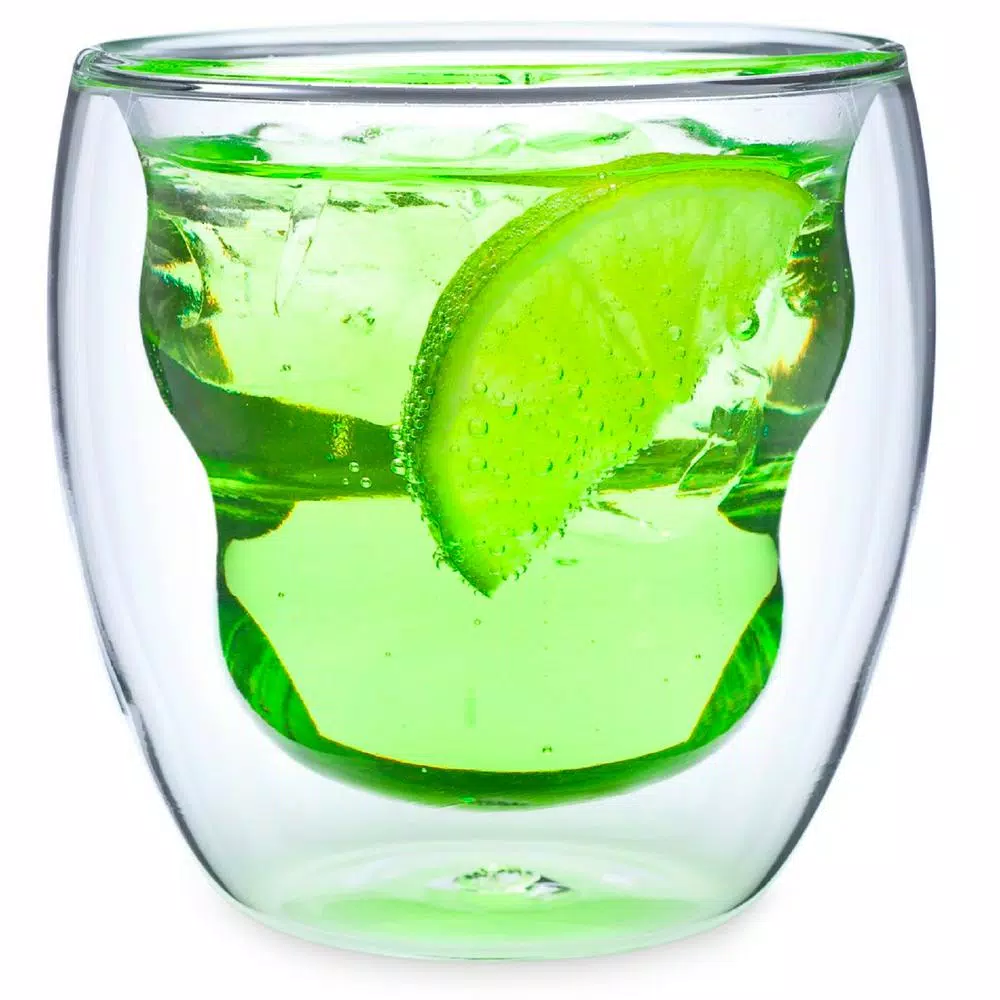 Ozeri Curva Artisan Series 8 oz. Double Wall Borosilicate Glass Tumblers, Set of 4