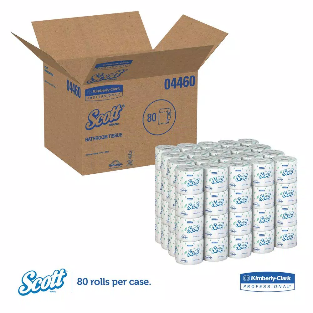 Kimberly-Clark PROFESSIONAL Scott Standard 2-Ply Bath Tissue, 80 Rolls, White