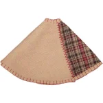 VHC Brands 21 in. Clement Natural Tan and Red Plaid Rustic Christmas Tree Skirt thumbnail 3