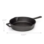 Ecolution Farmhouse 9.5 in. Cast Iron Frying Pan, Pre-Seasoned Black thumbnail 2