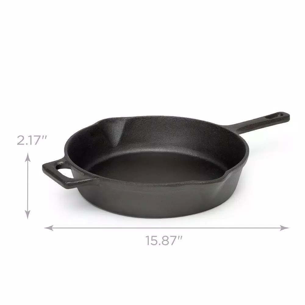 Ecolution Farmhouse 9.5 in. Cast Iron Frying Pan, Pre-Seasoned Black
