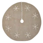 VHC Brands 60 in. Pearlescent Natural Tan Coastal Christmas Tree Skirt with Snowflake Pearl Buttons thumbnail 1