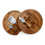 TOSCANA Picnic Time Mickey and Minnie Mouse 7.5 in. Acacia Wood Brie Cheese Board and Tool Set thumbnail 2