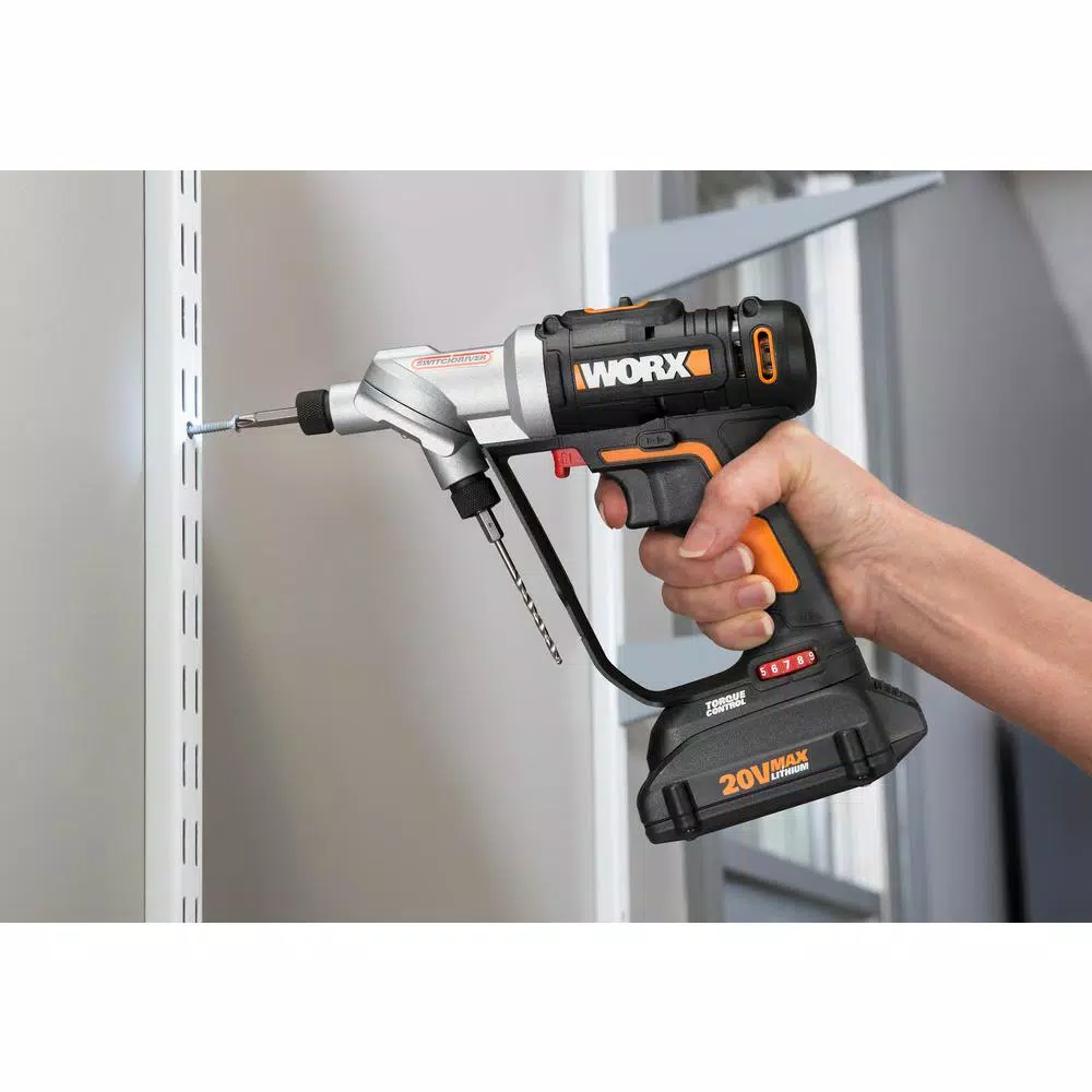 Worx 20V Power Share Switchdriver Cordless 1/4 in. Drill/Driver with 67-Piece Accessory Kit