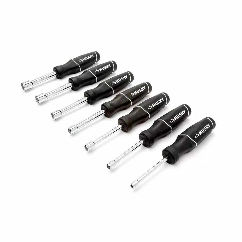 Husky 7-Piece SAE Nut Driver Set with Ergonomic Cushion Grip
