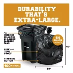 Plasticplace 65 Gal. Black Toter Compatible Trash Bags, 1.2 Mil, 50 in. x 60 in., 100-Count Case thumbnail 2