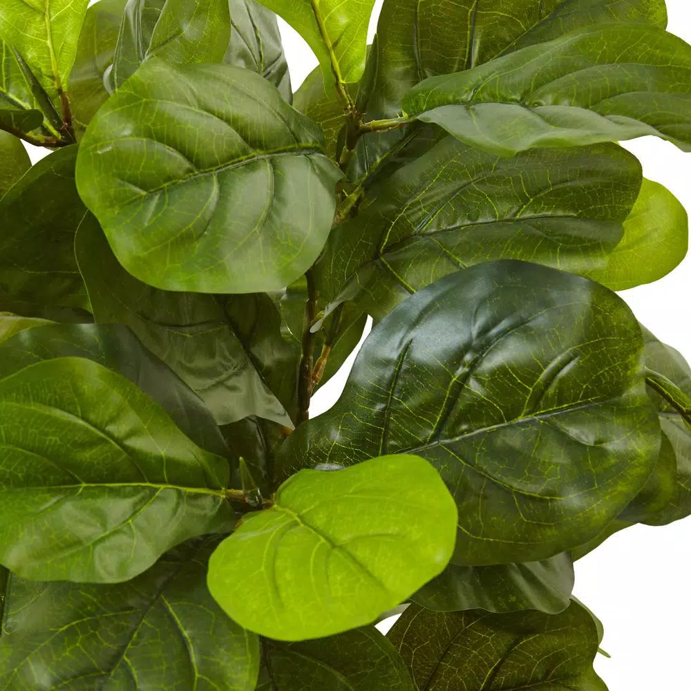 Nearly Natural 4.5 ft. Real Touch Fiddle Leaf Fig Artificial Tree with White Clay Planter