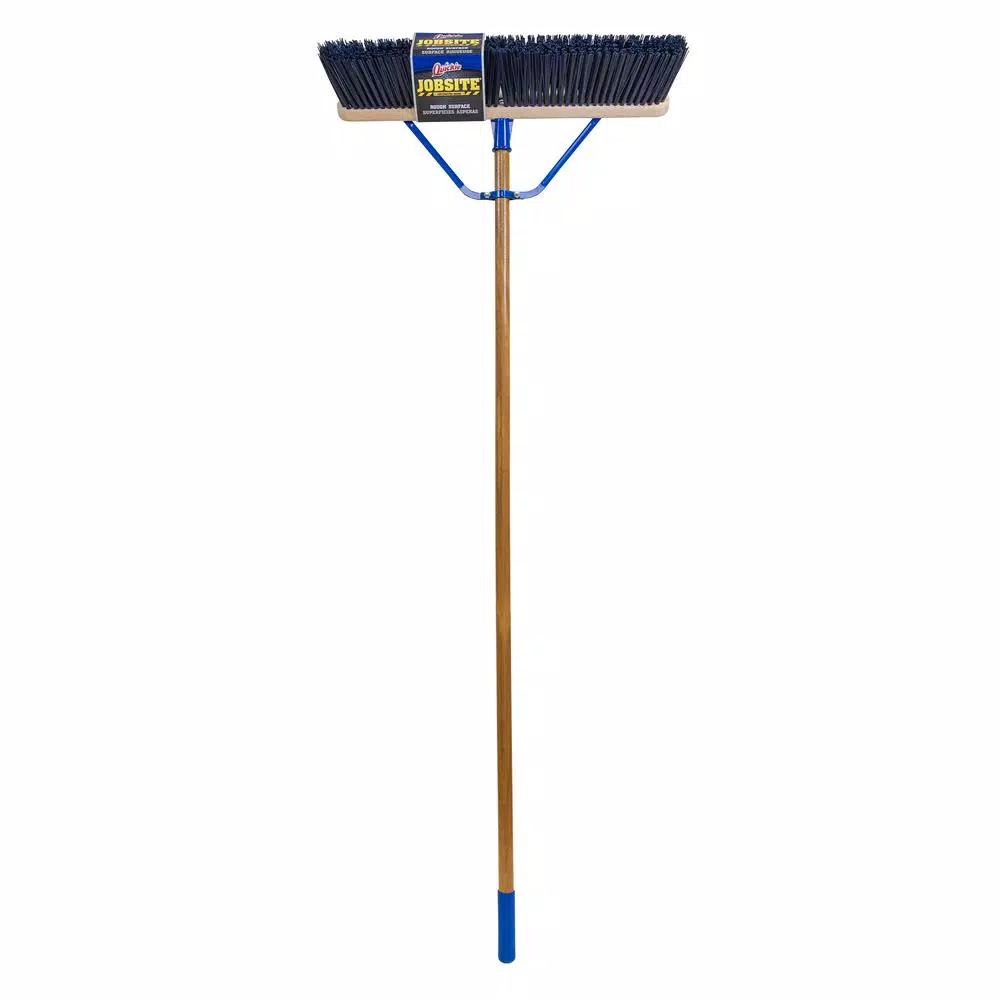 Quickie Job Site 24 in. Super Stiff Poly Push Broom with 60 in. Wood Handle (2-Pack)