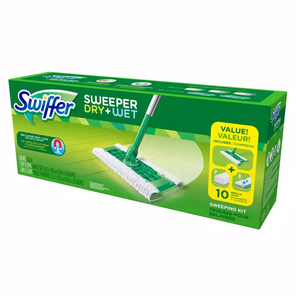 Swiffer Sweeper Dry and Wet Mop Starter Kit with 10 Cloths
