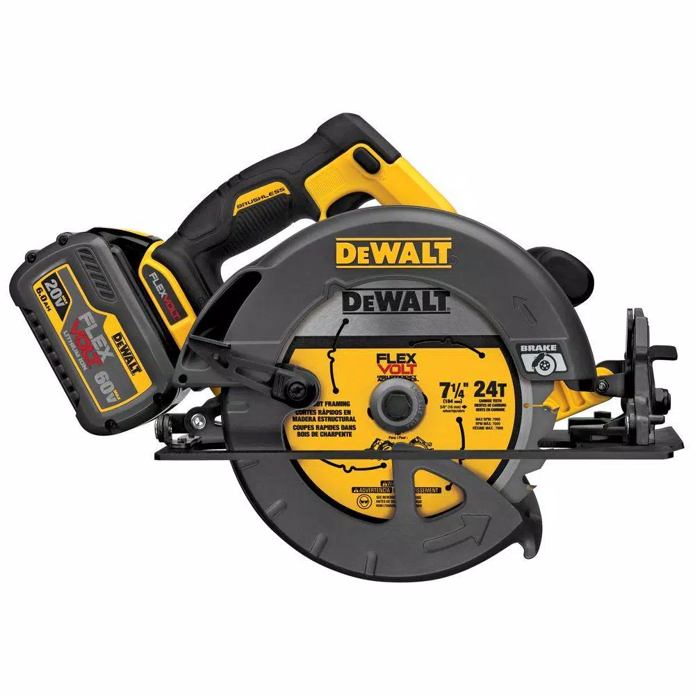 DEWALT FLEXVOLT 60V MAX Brushless 7-1/4 in. Circular Saw Kit with (3) 6.0Ah Batteries and Charger