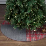 VHC Brands 60 in. Anderson Cherry Red Rustic Patchwork Christmas Tree Skirt thumbnail 4