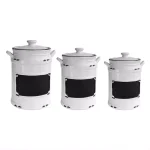 American Atelier Vintage 3-Piece Ceramic Canister Set with Lids - White/Black thumbnail 1