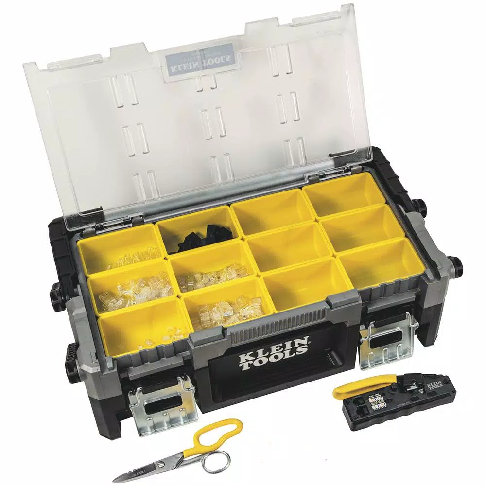 Klein Tools VDV ProTech Data Kit with Ratcheting Crimper, Plugs, and Tool Case
