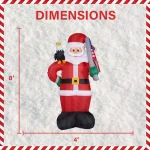 Fraser Hill Farm 8 ft. Americana Santa with Bald Eagle & American Flag Christmas Inflatable with Lights thumbnail 3