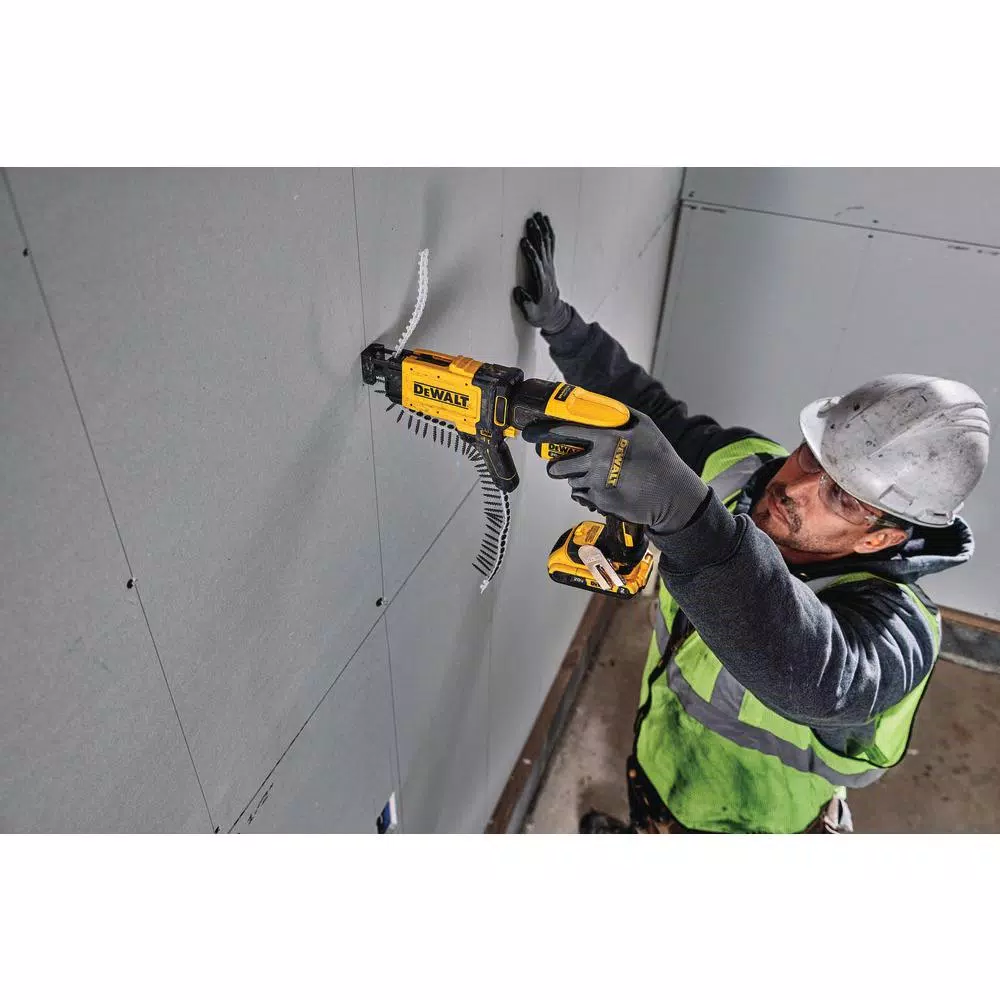 DEWALT 20V MAX XR Cordless Brushless Drywall Screw Gun Kit with Collated Attachment, 2 Batteries & Charger