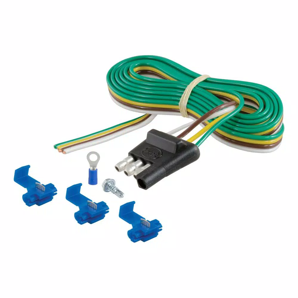 CURT 4-Way Flat Trailer Connector Plug with 48" Wires and Installation Hardware
