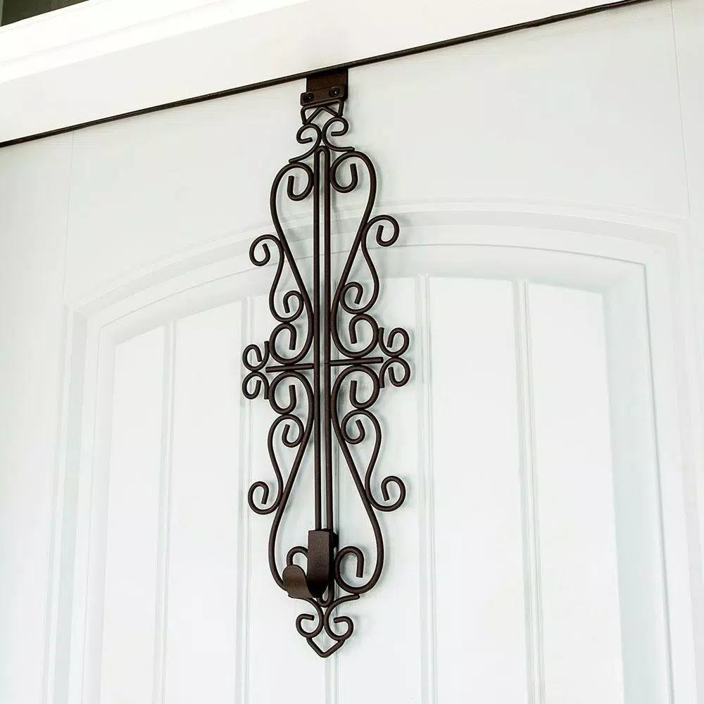 Village Lighting Company Colonial Adjustable Wreath Hanger, Durable Wrought Iron Door Hook, Holds up to 20 lbs