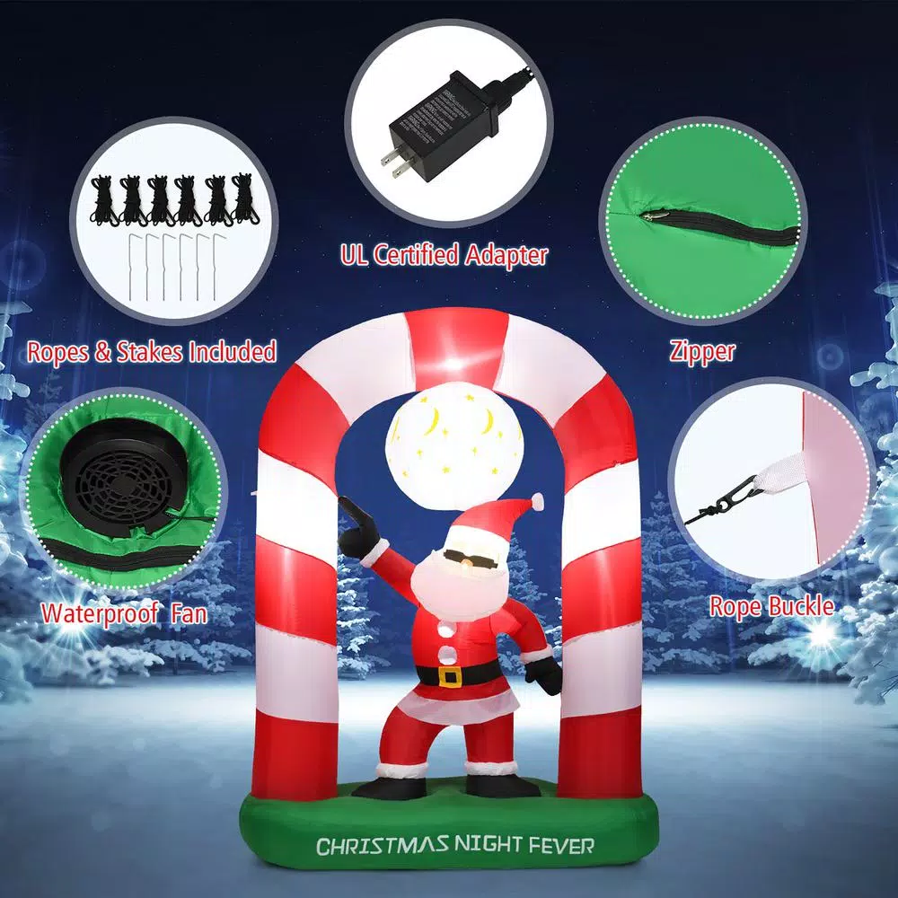 Costway 7.5 ft. Christmas Inflatable Santa Claus Archway Yard Decoration with Lights